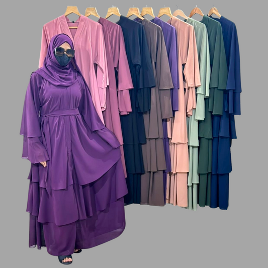 Triple Layer Purple Abaya