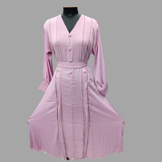 Classic Modest  Light Pink Abaya – Perfect for Daily and Party Wear