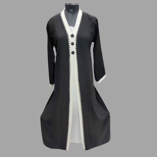 Stylish and Comfortable Black & White Abaya – Designed by Design wAve